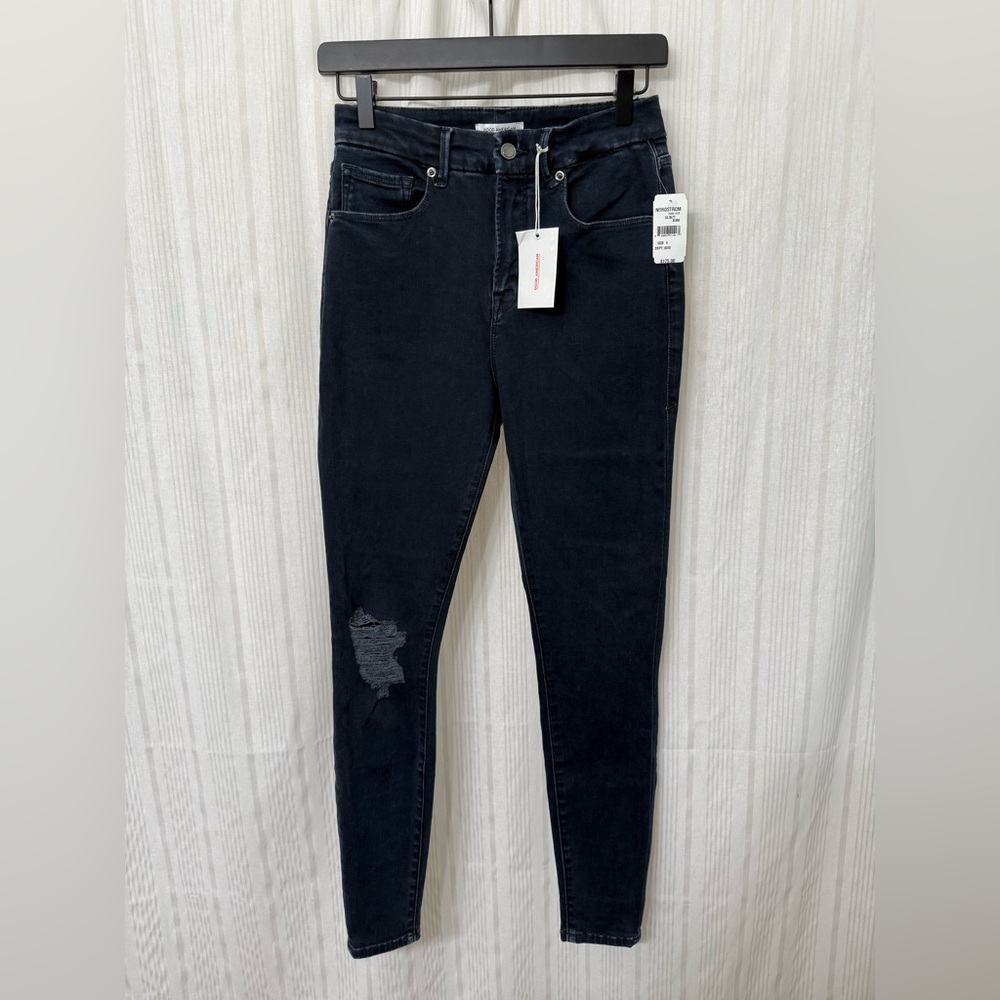 NWT💥 GOOD AMERICAN Good Legs High Waist Skinny Distressed Jeans